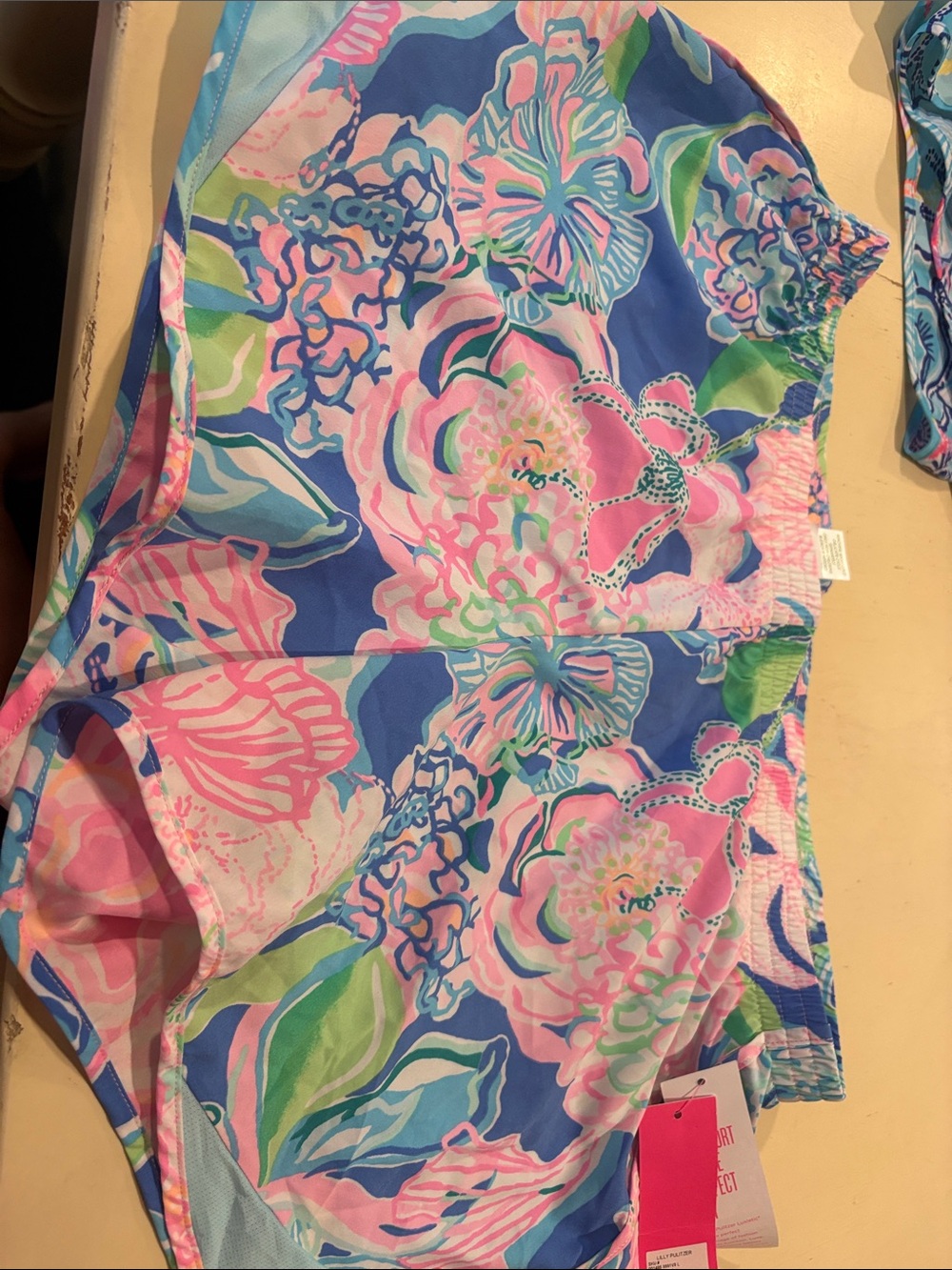 Lilly Pulitzer Blue Pink Floral Pull-On Athletic Shorts Duo - Picture 4 of 4